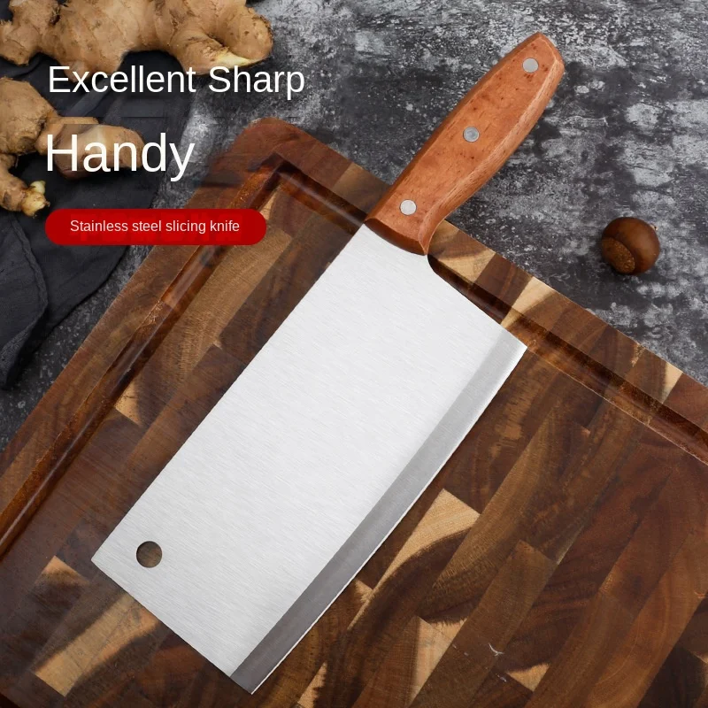 

Chinese Chef Knife Kitchen Meat and Vegetable Knife Full Tang Wooden Handle Stainless Steel Sharp Blade Household or Gift Giving