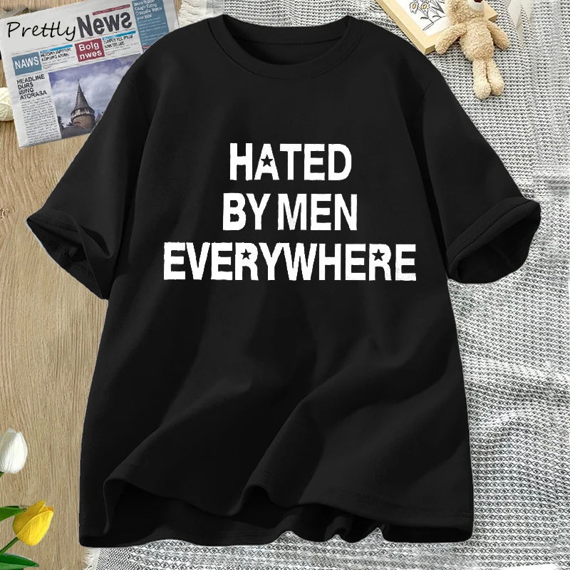 Мужская футболка Hated By, футболка для женщин, феминистская футболка, летние хлопковые футболки с коротким рукавом, мощная футболка для девушек, женская одежда