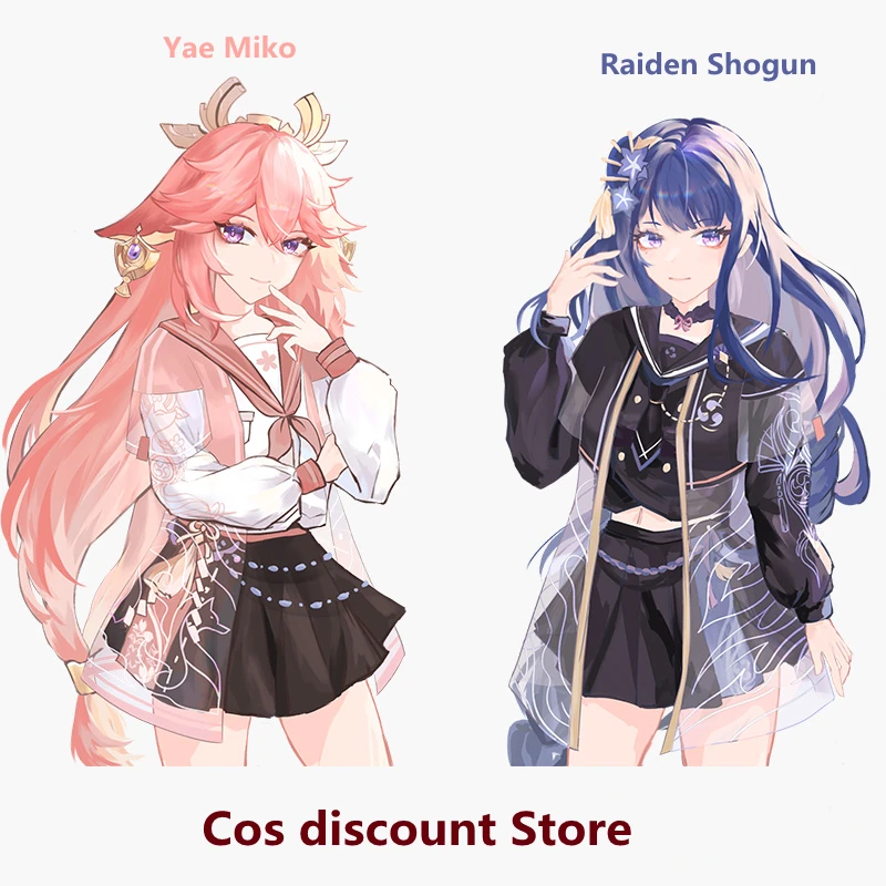 

[Deposit] Genshin Impact Yae Miko And Raiden Shogun Cosplay Costume Fashion Anime Women Dress JK Uniform Sizes S-XL New