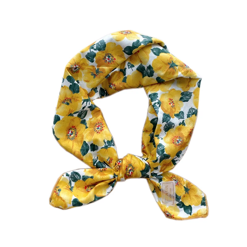 

Flora Printed Headscar 63cm Cotton Linen Scarf Foulard Big Hijab Bandana Flower Square Scarves Bohemian Head Wrap Neckerchief