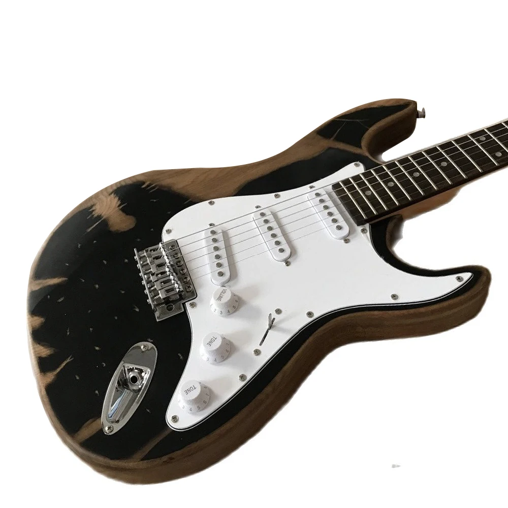 

Custom shop. electric guitar,handwork 6 Strings Rosewood fingerboard.relics by hands guitarra,black color gitaar.real photos