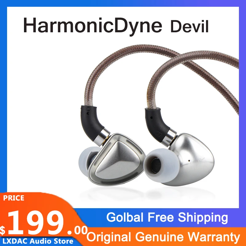 

HarmonicDyne Devil 2DD 10mm Dynamic Driver In Ear Earphones IEM CNC Aluminum Alloy Shell Detachable OCC Cable Low Impedance for