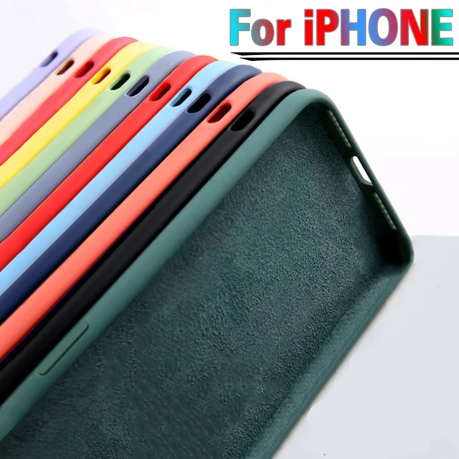 

Luxury Liquid Silicone Phone Case Original Soft Cover For i Phone 11 12 Pro X XR XS Max Shockproof Phone Case