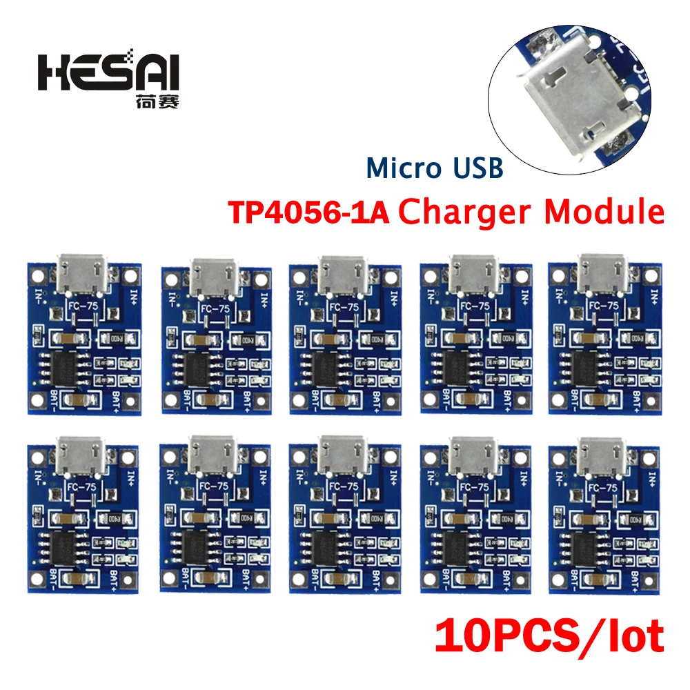 10 шт./лот TP4056 5 в TENSTAR ROBOT 1A Micro USB 18650 литиевая батарея зарядная плата модуль зарядного устройства + Двойная функция защиты