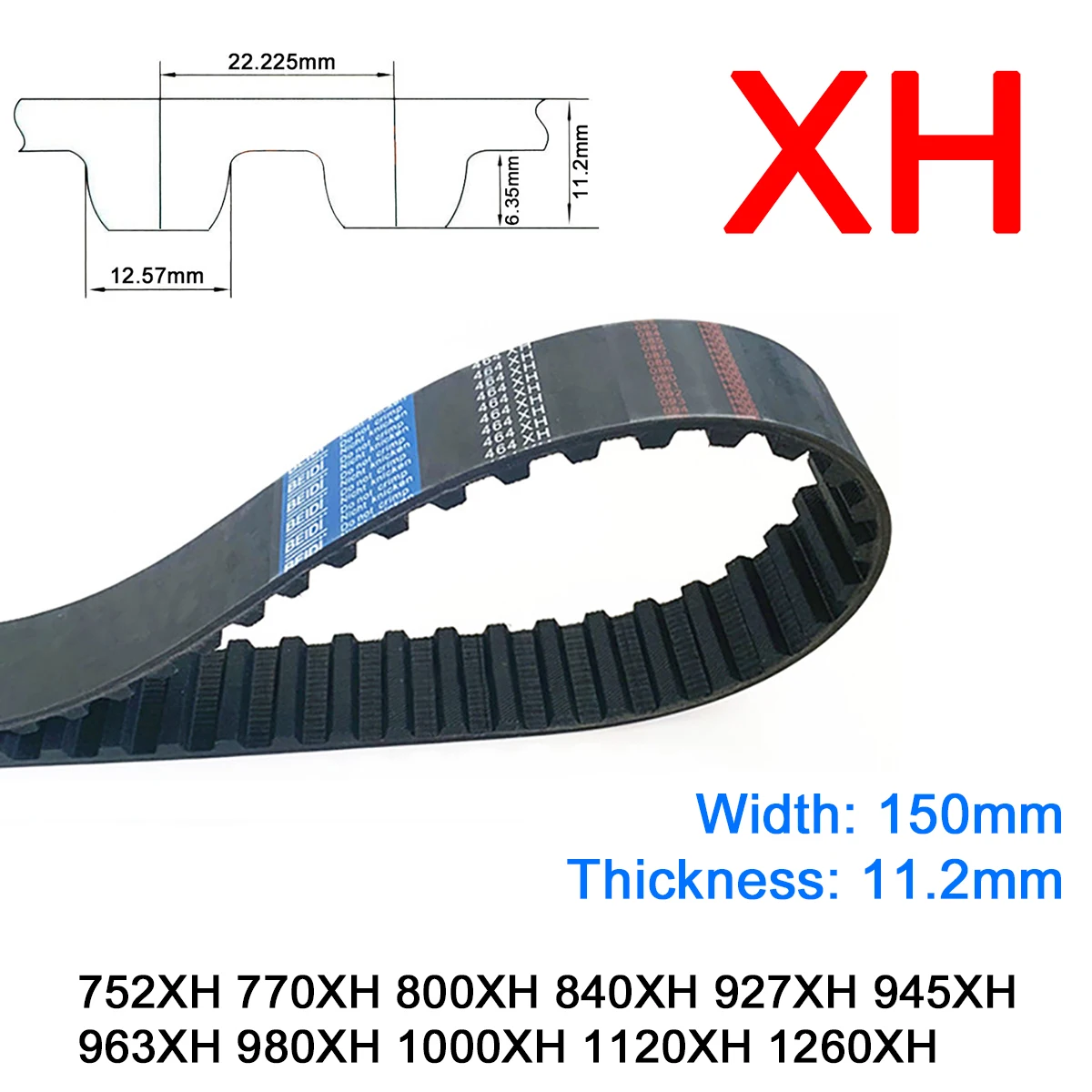 

1Pc Width 150mm XH Rubber Trapezoid Tooth Timing Belt Pitch Length 752 770 800 840 927 945 963 980 1000 1120 1260Inch Drive Belt