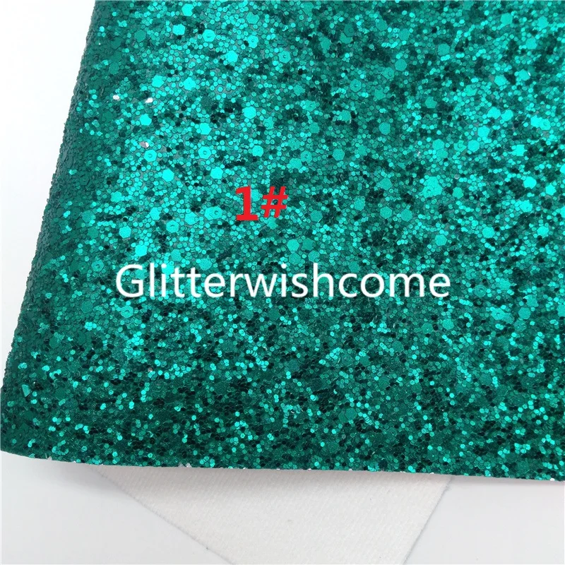 Glitterwishcome Темно-зеленые синие листы из блесток и искусственной кожи с фетровой основой для самодельных бантов 21X29CM GM1031A