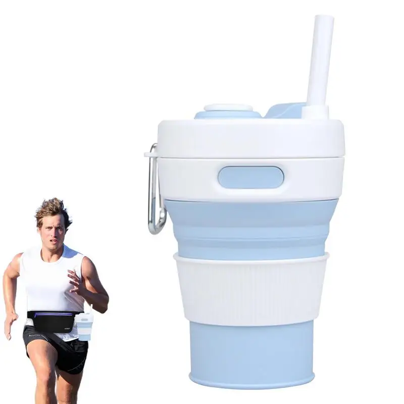 

450ML Silicone PP Folding Cup Collapsible Mug With Cover Coffee Travel Outdoors Portable Water Drinking Tea Cups Multi-function