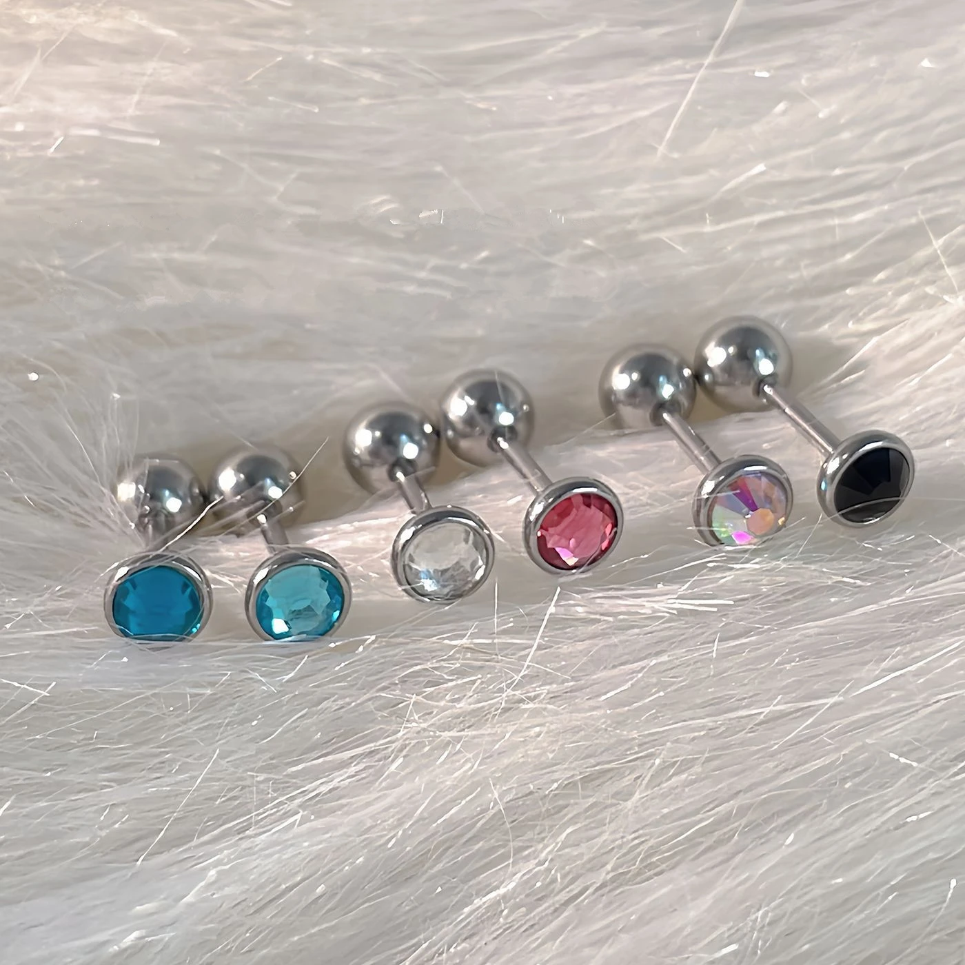 ity geometryczny kolorowy kryształ ze stali nierdzewnej pierścieniowy ucho kość paznokci moda delikatny kolczyk z cyrkonią dla kobiet Y2K