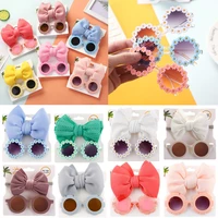 1set big bow baby girls headbandcolorful uv protection sunglasses unisex baby kids hair band summer outdoor photography props