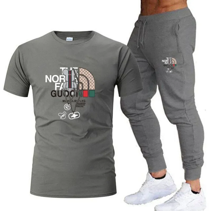 

Men's luxury sports shirt set, T-shirt and pants, sportswear, jogging brand, fashionable street clothing, 2023