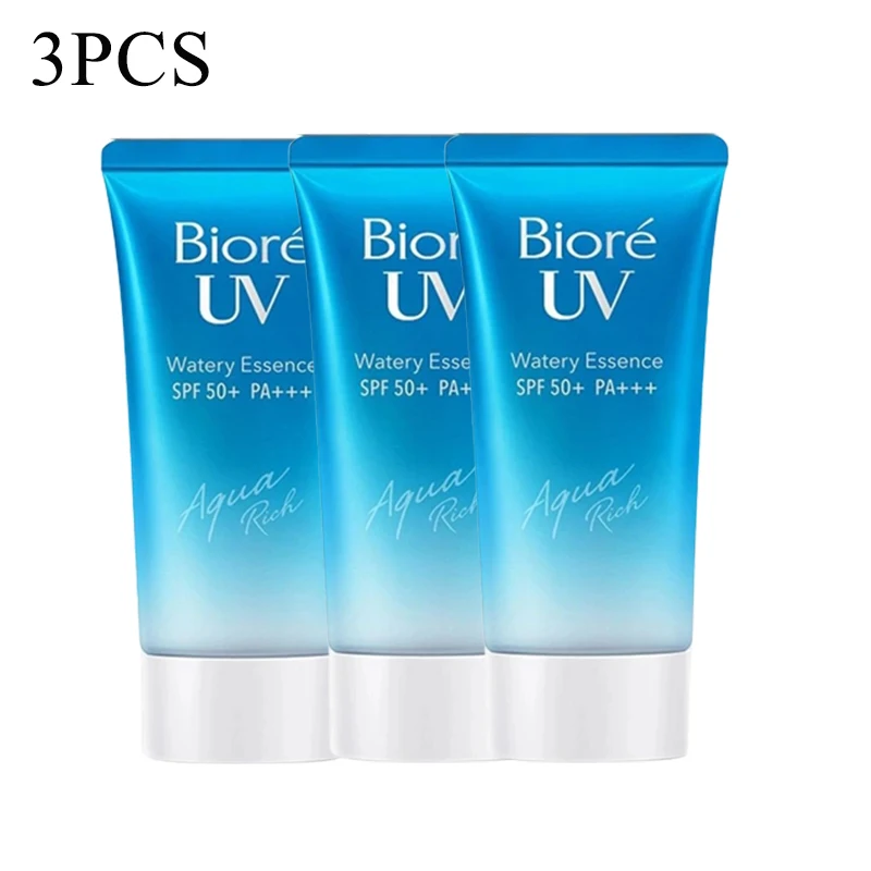 

3PCS Biore UV Aqua Rich Watery Sunscreen Essence Japan Cosmetic SPF50 Skin Care Sunscreen Cream Gel Lotion for Face Body 50ml