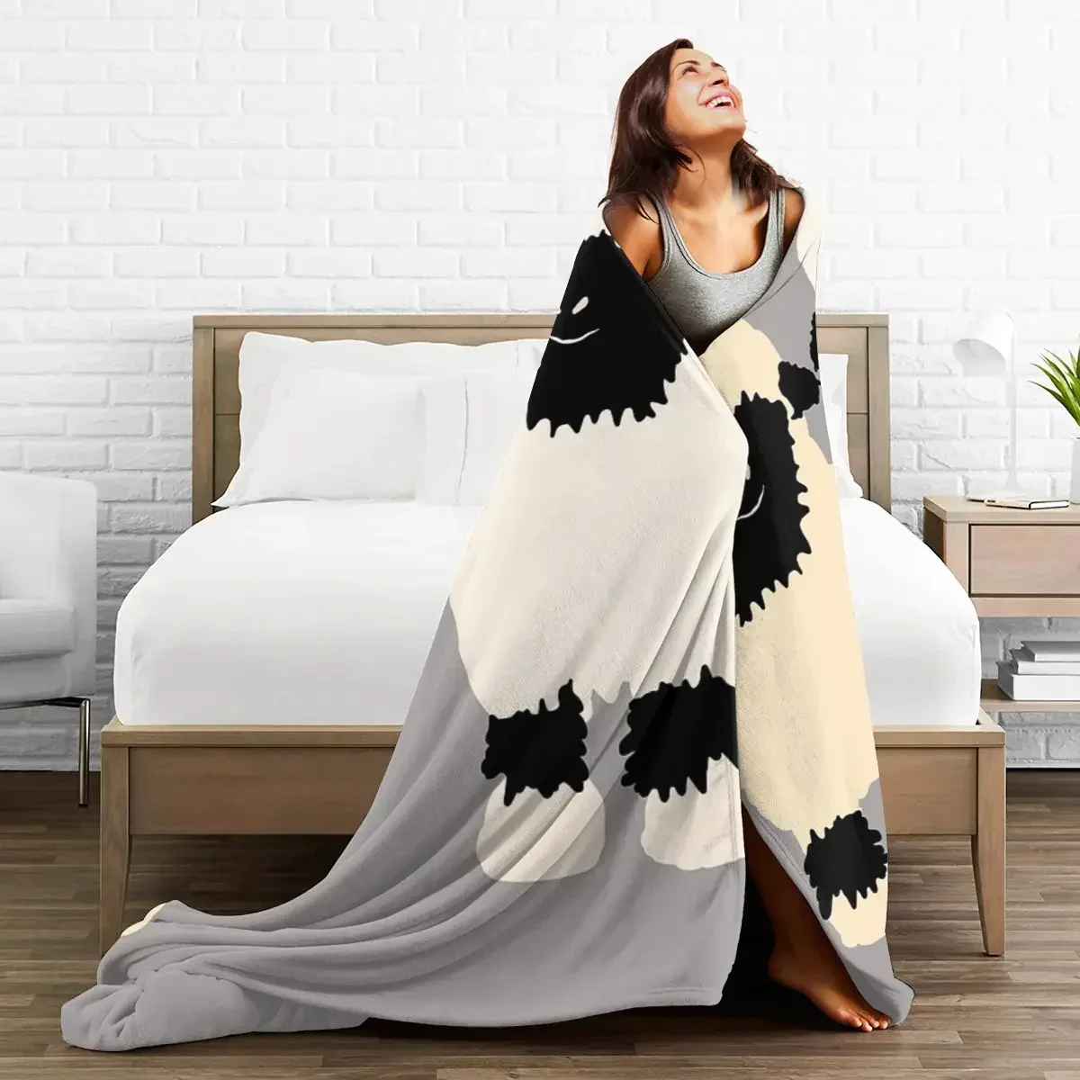 Одеяло из кораллового флиса Odilang Valais King Size с черным носом для взрослых мягкий