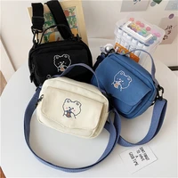 small women canvas shoulder bags korean cartoon print fashion mini cloth handbags phone crossbody bag for cute girl 2022 purse