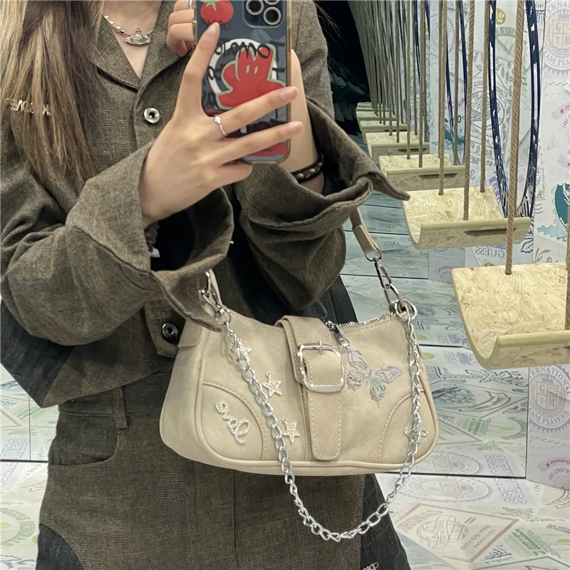 Y2k Handbag Women's Underarm Bag 2023 New Trend Biker Handbag for Women Retro Hot Girls Chain Bag Fashion Designer Bolso Mujer