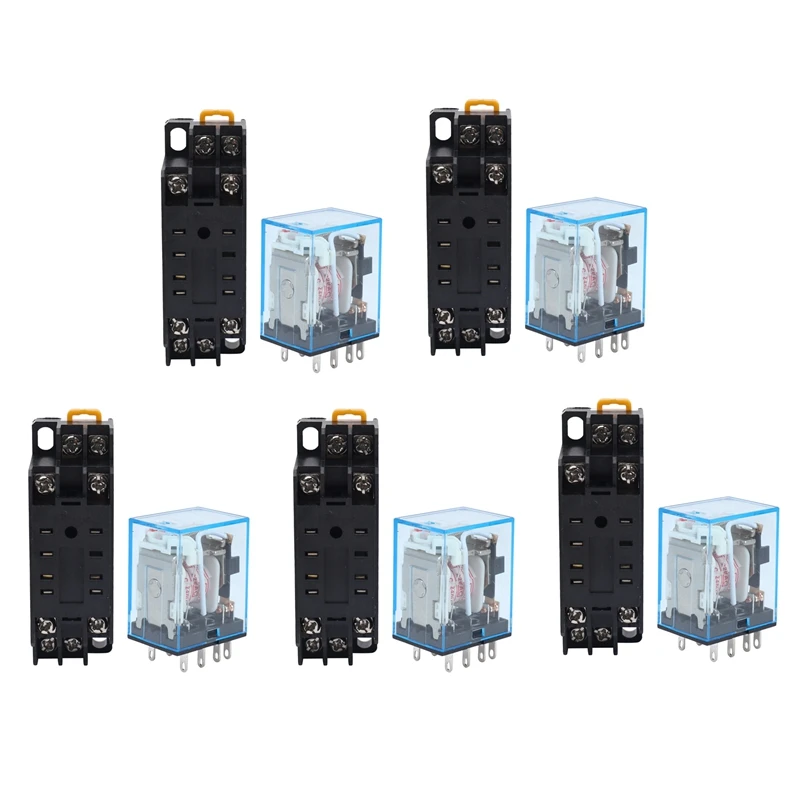 

Best 5X 220/240V AC Coil DPDT Power Relay MY2NJ 8 Pin With Socket Base