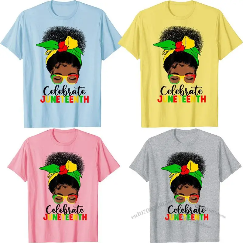 

Juneteenth I Am The Storm Black Melanin Women T-Shirt Messy Bun Celebrate Afro American African 1865 June 19th Freedom Tee Tops