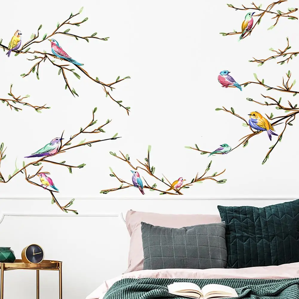 

2 Sheets Chinese Style 3D Tree Branch Bird Wall Stickers Wall Mural For Home Bedroom Living Room Wall Decor