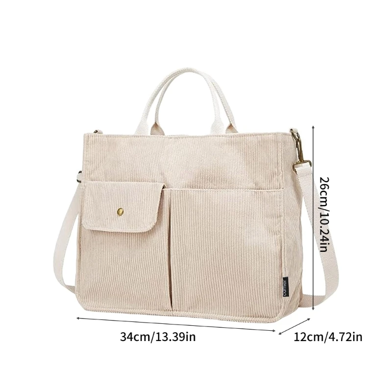 Вельветовая сумка большой вместимости модная через плечо с регулируемыми