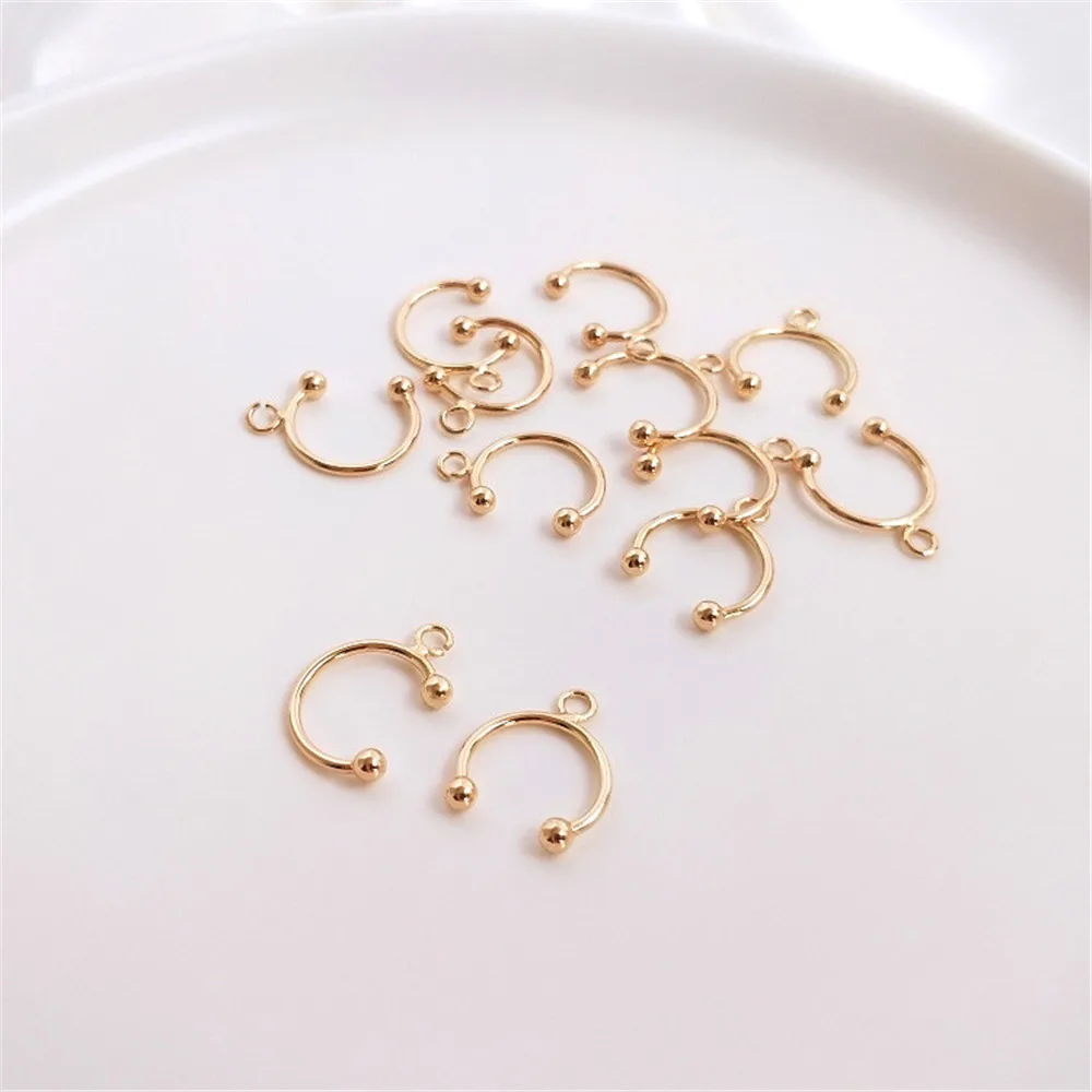 

14K Gold Filled Plated Diy earpiece with bead and no hole, U-shaped C-shaped ear clip, hanging ring, earbone clip