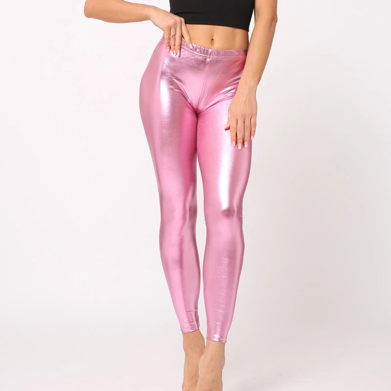 Leggings Women  Leggings Dancing Party Pants Metallic Color Sexy Club Skinny Costume Pants Tight Trousers