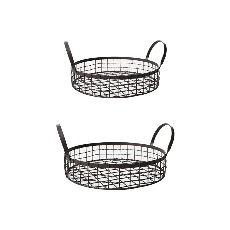 

Настольная железная корзина для хранения, полые многофункциональные бинауральные корзины для фруктов