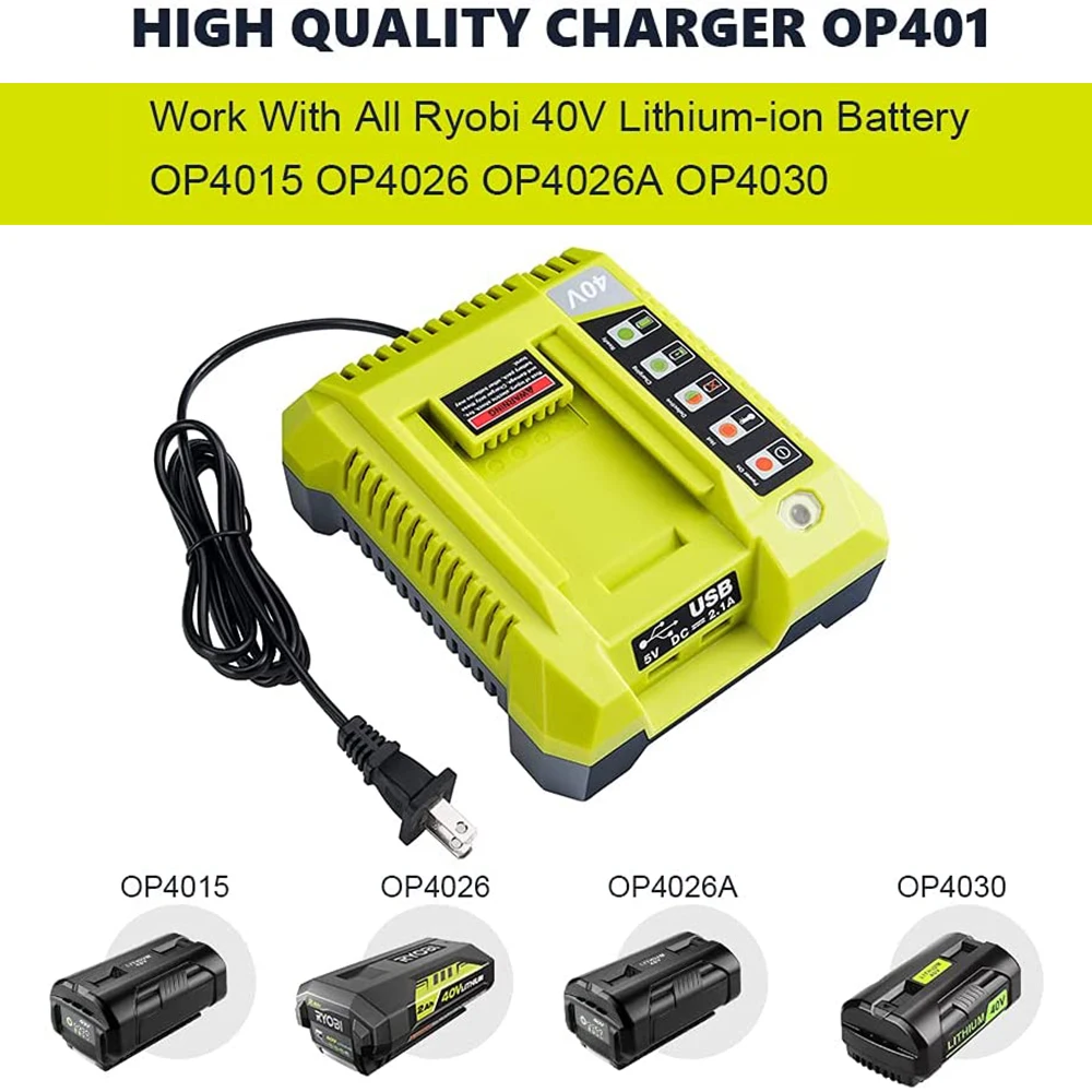 OP401 Сменное зарядное устройство совместимое с литий-ионным Ryobi 40 вольт OP4015 OP4026