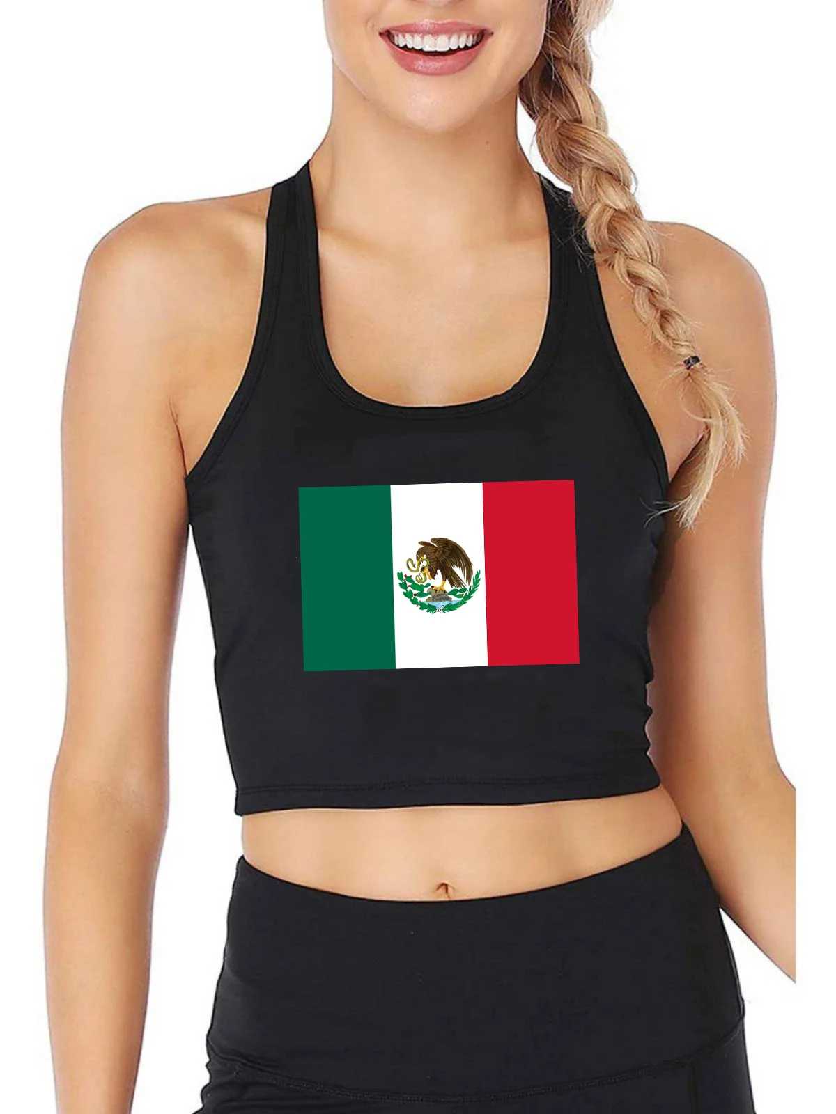 

Мексиканский Флаг, графика, сексуальный облегающий кроп-топ, Женский Ретро патриотический памятный стиль, майки, спортивные искусственные