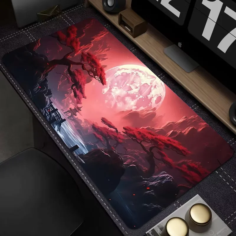 Лидер продаж большой пейзажный коврик для мыши Red Moon 900X400 настольный офиса и игр с