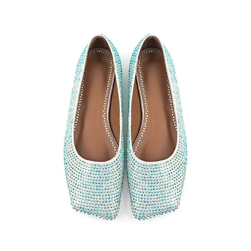 Arden Furtado 2024 металлические кожаные туфли с квадратным носком и мелким кристаллом