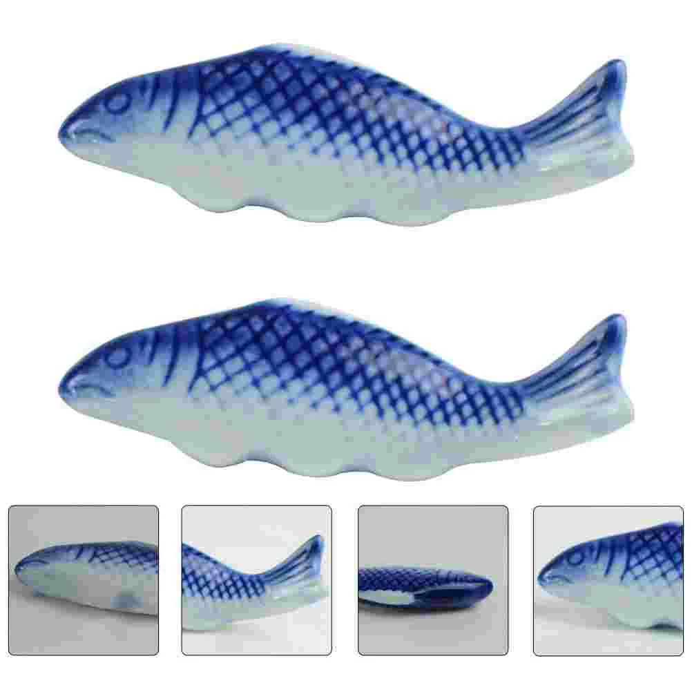 

2 Pcs Japanese Decor Chopsticks Pillow Rests Vintage Forks Rack Fish Figurines Home Décor Ceramics Storage