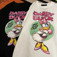 disney comics m 5xl oversized daisy duck woman t shirts 100 cotton short sleeve black white t shirt ladies streetwear tee shirt