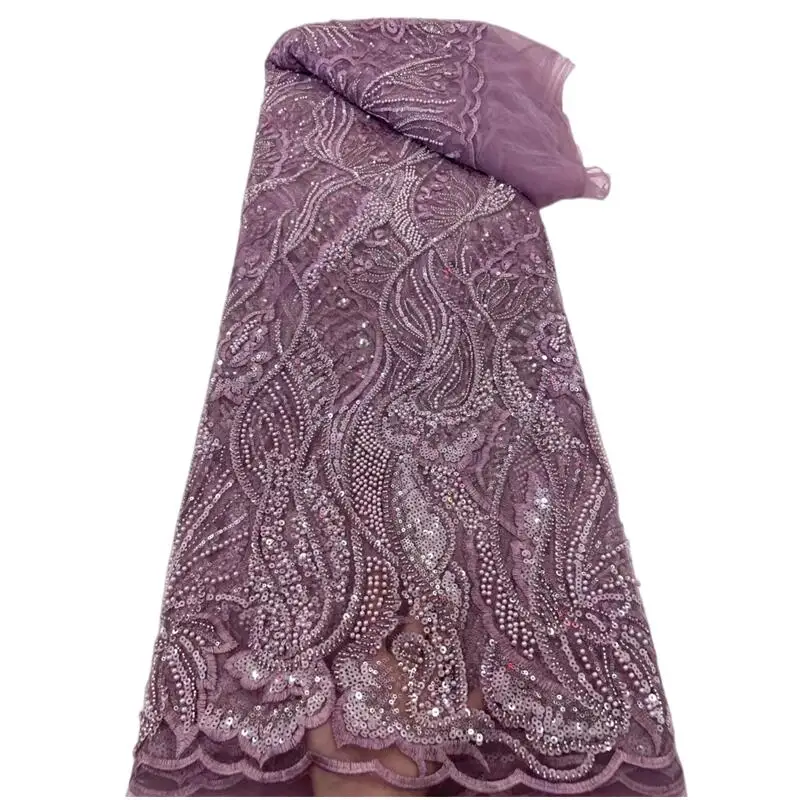 

Latest Luxury Elegant Embroidered African Tub Lace With Lots Beads Fabric for Bride Wedding Party Dress NN425_R