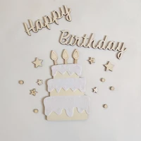 ins nordic forest felt birthday cake topper signs sticker wooden happy birthday party decorations festival supplies photo props