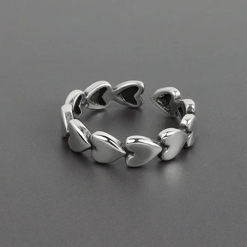 

Silver Color Love Heart Connecting Ring Female Fashion Charm Temperament Elegant Couple Gift Dropshipping Trendy