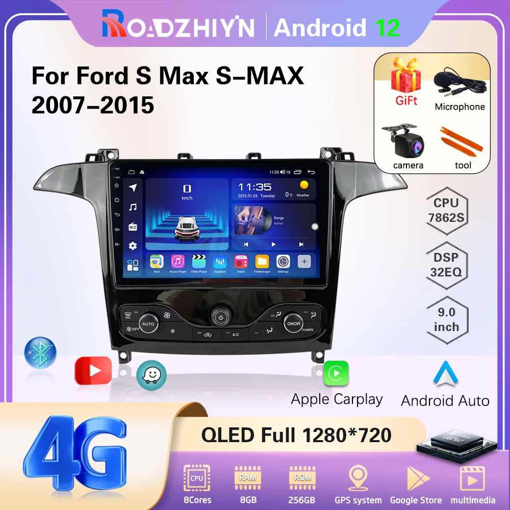 Multimedia Player For Ford S Max S-max 2007 - 2015 Gps Navigation Android 11 Stereo 8+256g Carplay 360camera