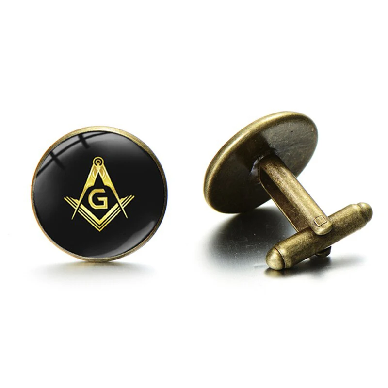 

Masonic Illuminati Pyramid Eye Cufflinks For Men Retro Square Compasses Freemasons Glass Cabochon Badge Shirt Cuff Links