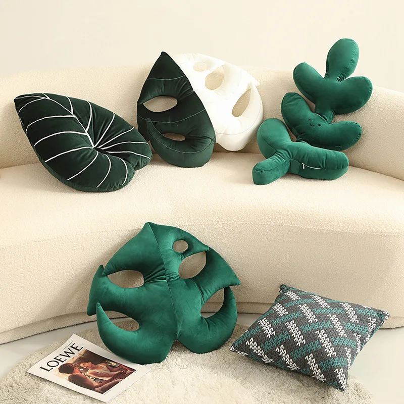 Funda de cojín decorativa de hoja de sofá para decoración del hogar, cobertor de almohada de planta Tropical nórdica verde Monstera