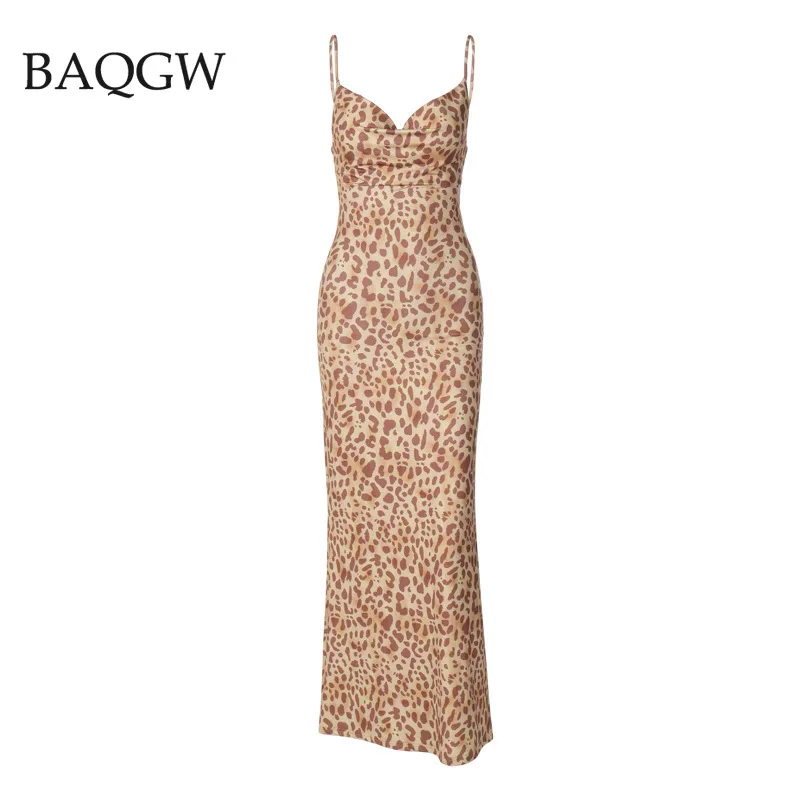 Платье женское длинное с леопардовым принтом Элегантная Модная пикантная кофта