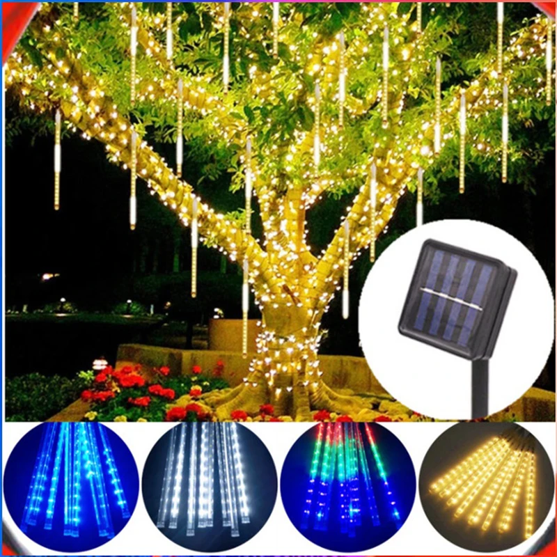 30CM Christmas Meteor Shower LED Light Solar Holiday Strip Light Outdoor Waterproof Fairy Light For Garden Christmas Decoration