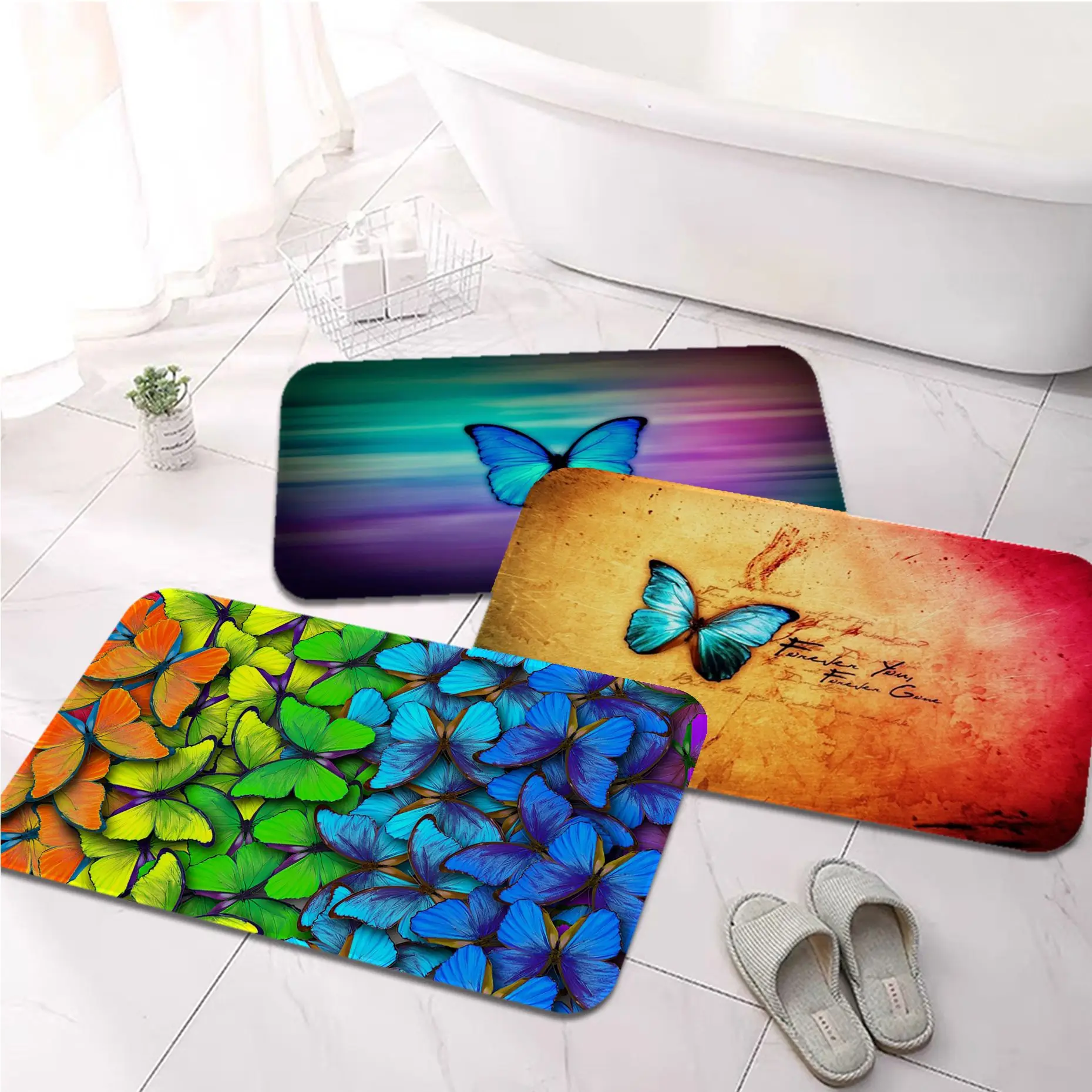 

Butterfly Entrance Door Mat Nordic Style Home Doormat Bathroom-Toilet Mats Bedroom Toilet Rug