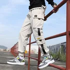 Брюки-карго мужские с боковыми карманами, повседневные джоггеры, модные облегающие спортивные штаны с лентами, брюки-султанки до щиколотки, уличная одежда