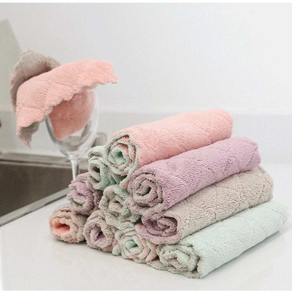 

5/10PCS Super Absorbent Microfiber kitchen Dish Cloth High-Efficiency Tableware Household Cleaning Towel Kichen Cleaning Tools