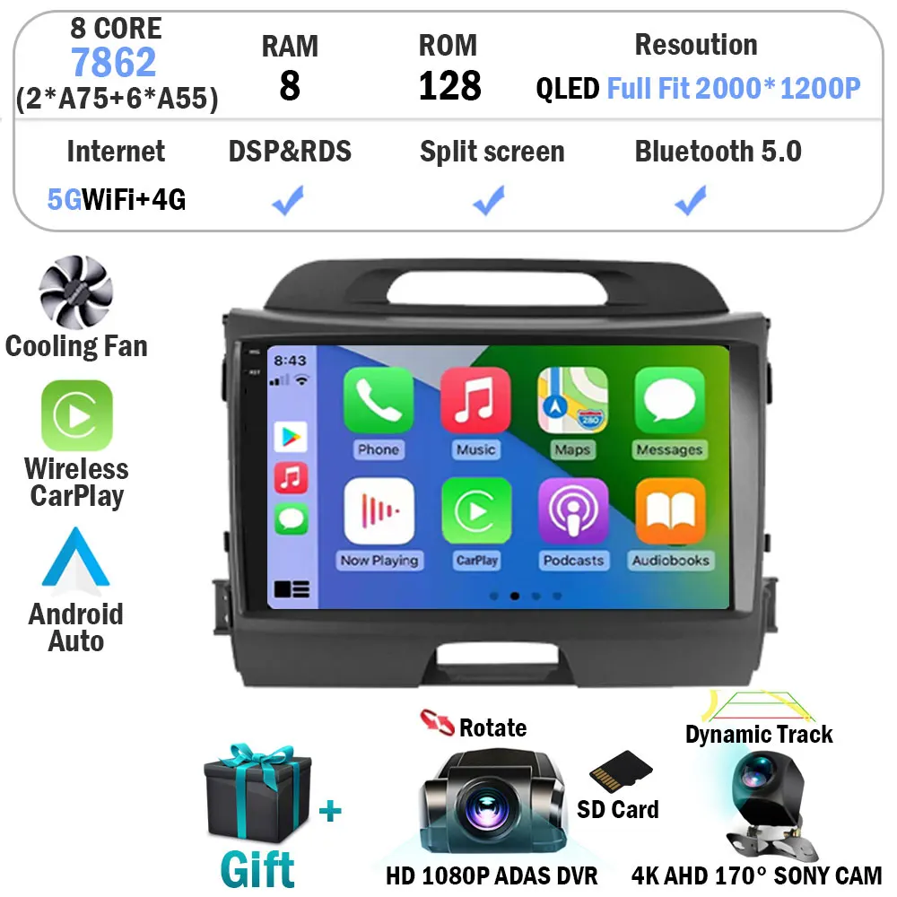 

Автомобильное радио Android 15 для KIA Sportage 3 2010-2016, мультимедийный видеоплеер, навигация, беспроводной GPS-стерео, Carplay, 4G, головное устройство