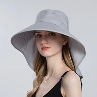 women fashion ponytail bucket hats with neck flap summer uv protection sun hat for female outdoor wide brim beach caps