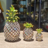metal electroplating crystal crafts full diamond pineapple household enamel color alloy gold plated ornaments home decor decor