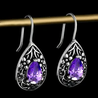 s925 sterling silver pear shaped zircon earrings for women retro wedding engagement party dangle earrings fine jewelry