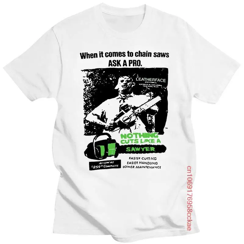 

Mens Clothing Texas Chainsaw Massacre Nothing Cuts Like A Sawyer T-Shirt Leatherface Summer O Neck Tops Tee Shirt