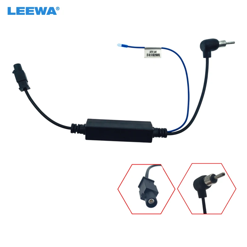 LEEWA Car Radio Antenna Aerial Adaptor For Volkswagen Audi Citroen Ford Renault Bent Plug Cable Fakra Male Connector Amplifier