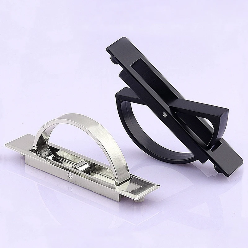 

Hidden Door Handles Zinc Alloy Recessed Flush Pull Cover Floor Cabinet Handle Bright Chrome Dark Furniture Hardware