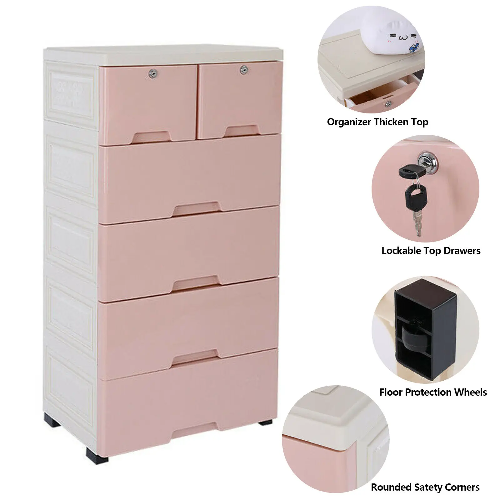 

Storage Dresser 6 Drawer Clothes Organizer Tower Cabinet Office Plastic